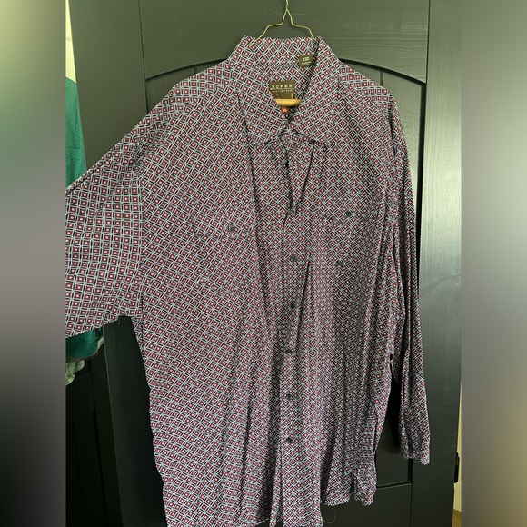 Roper Men's Navy and Red Geometric Shirt - Picture 2 of 3